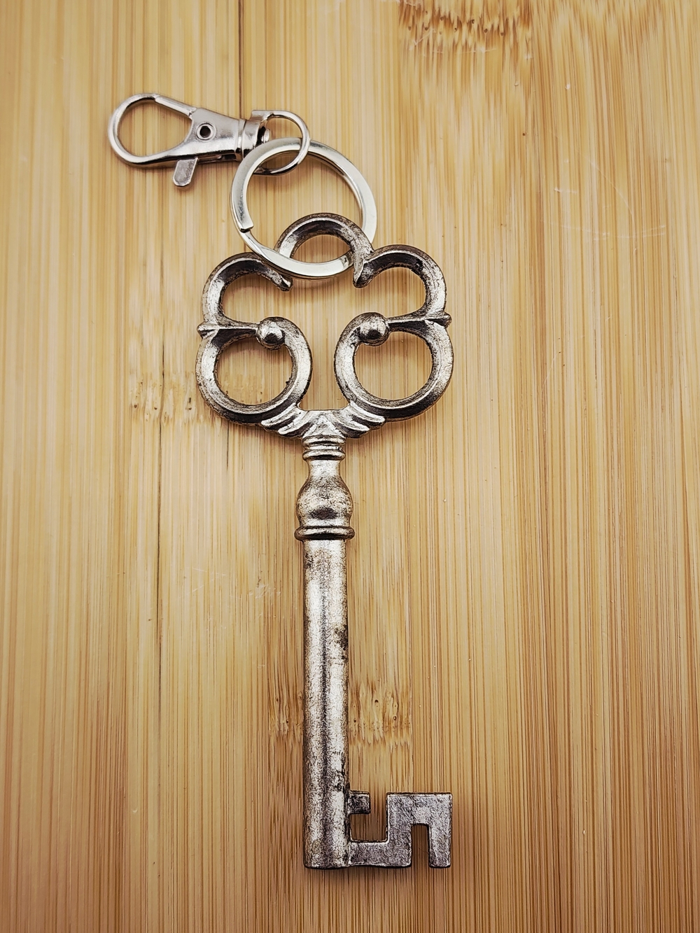Antique-Style Silver Tone Bag Charm/Keychain